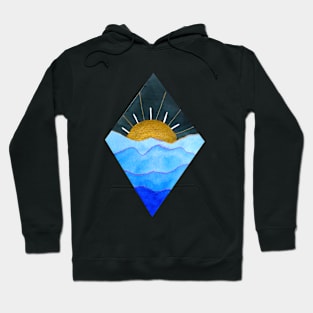 Diamond Blue and Gold Sunset (dark background) Hoodie